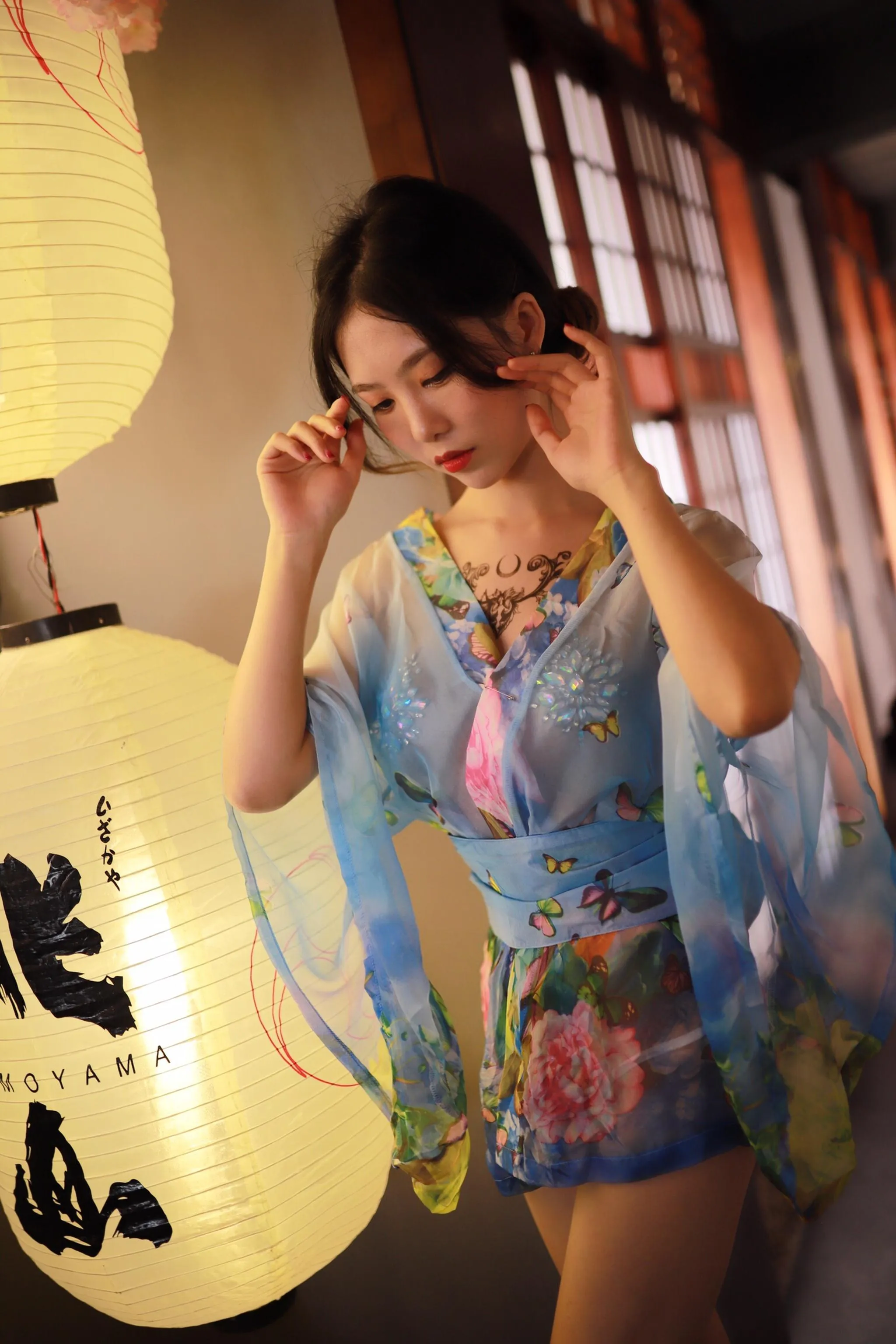 抖娘-利世 – NO.12 水蓝和服 [30P]插图1
